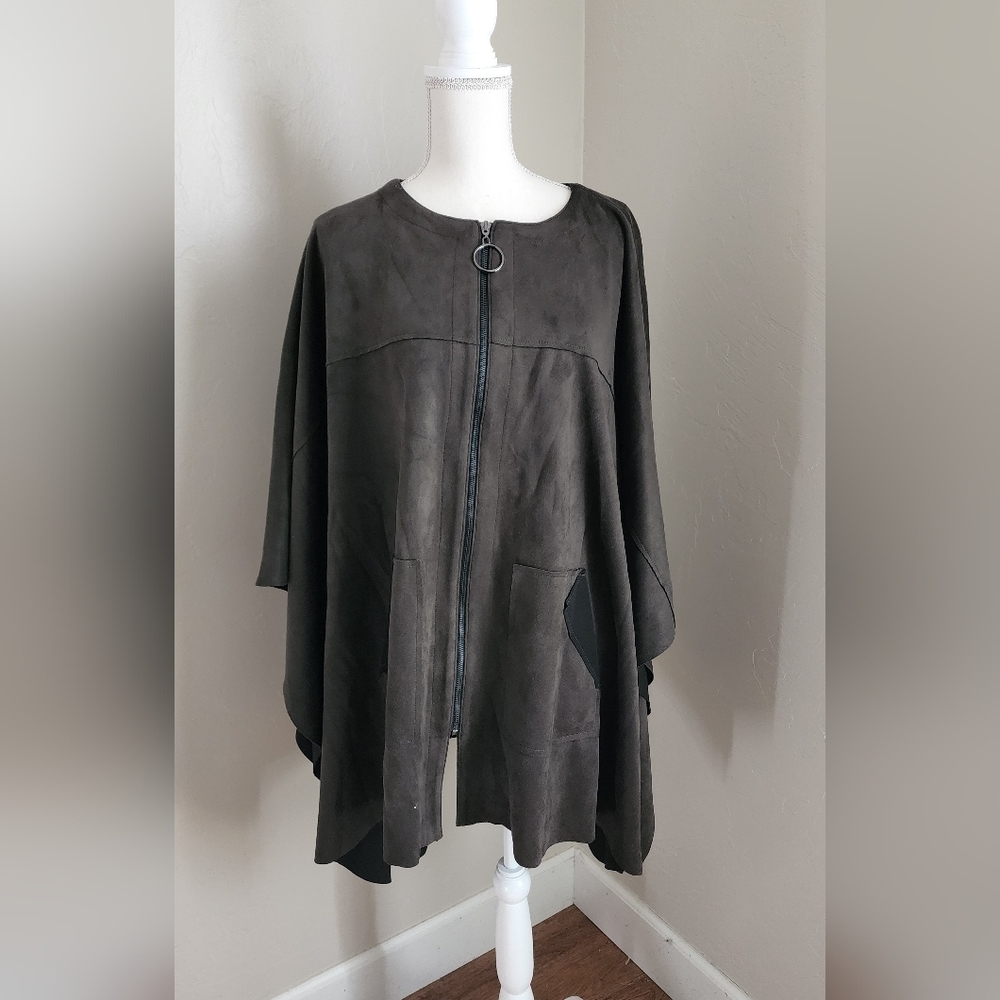 Suede Poncho Style Jacket - Picture 2 of 7